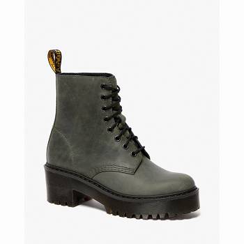 Dr Martens Shriver Hi Moldova Kožené - Olivovo Zelene Cizmy Damske, DR0381